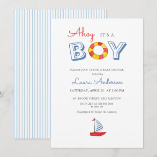 Invitation Matelot C'est un garçon Bateau à voile mignon Baby