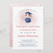Invitation Maternelle Fille Diplôme Chat (Devant / Derrière)