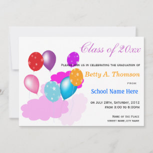 Invitation Maternelle nuages et ballons colorés