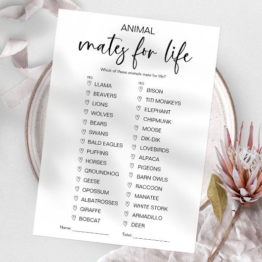 Invitation Mates d'animaux pour la Fête des mariées de vie je