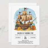 Invitation Matey Custom Boat Pirate Anniversaire (Devant / Derrière)