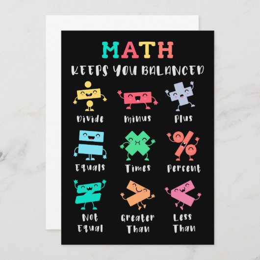 Invitation Math keeps you balanced (Devant / Derrière)