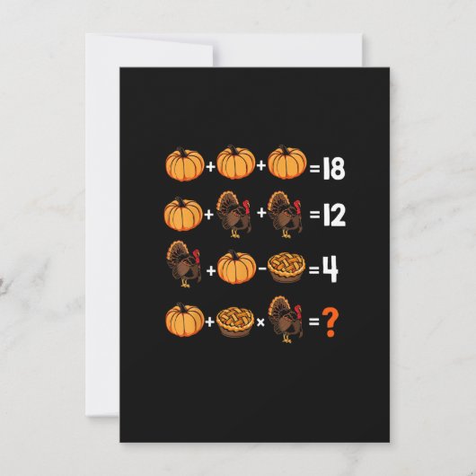 Invitation Math Teacher Humor Thanksgiving Weekend Order Of O (Devant)