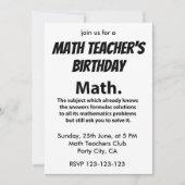 Invitation Math Typographie Anniversaire des professeurs de m (Devant)