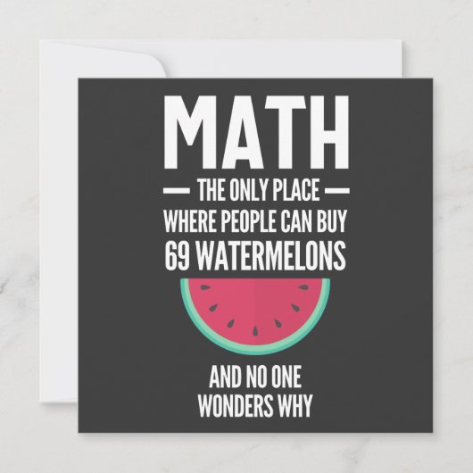 Invitation Maths. Drôle Math Sarcasm Citation Cadeau (Devant)
