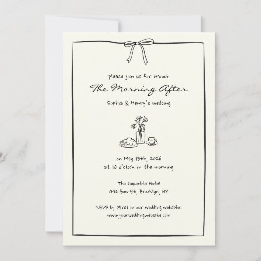 Invitation Matin après le Mariage Brunch Main intemporelle ti (Devant)