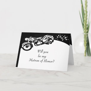 Invitation Matron d'honneur personnalisé de motocyclette blan
