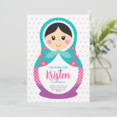 Invitation Matryoshka, anniversaire de poupée russ (Debout devant)