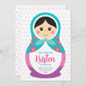 Invitation Matryoshka, anniversaire de poupée russ (Devant / Derrière)
