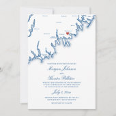 Invitation Mattapoisett MA Map Elegant Navy Blue Wedding (Devant)