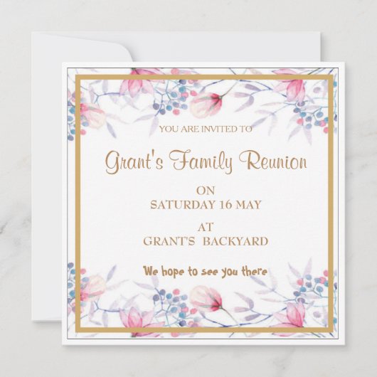 Invitation Matte 5,25 po x 5,25 po, enveloppes blanches stand (Devant)