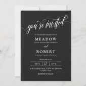 Invitation Matte Black Typographie Informel 2 en 1 Mariage (Devant)