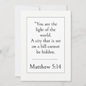 Invitation Matthieu 5:14 Verset Biblique, Écriture Encouragea (Devant)