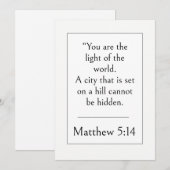 Invitation Matthieu 5:14 Verset Biblique, Écriture Encouragea (Devant / Derrière)