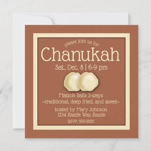 Invitation Matzoh Ball Hanoukka Party (Devant)