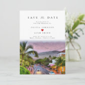 Invitation Maui Hawaii Aquarelle Enregistrer la Date Mariage (Debout devant)