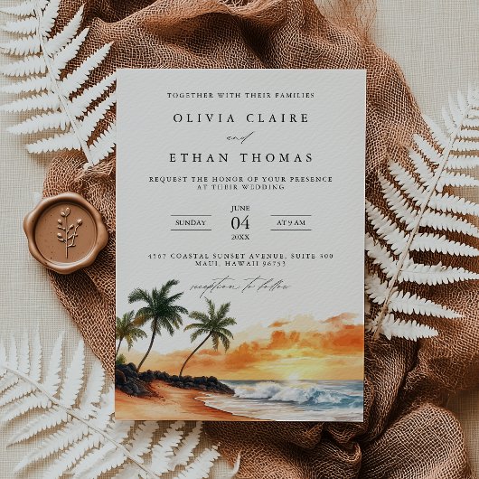 Invitation Maui Hawaii Tropical Beach Destination Mariage