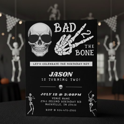 Invitation Mauvais jusqu'à l'os Squelette fête d'anniversaire
