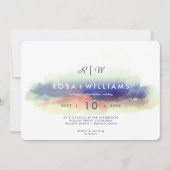 Invitation mauvaise aquarelle paysage monogrammé mariage (Devant)