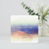 Invitation mauvaise aquarelle paysage monogrammé mariage (Debout devant)