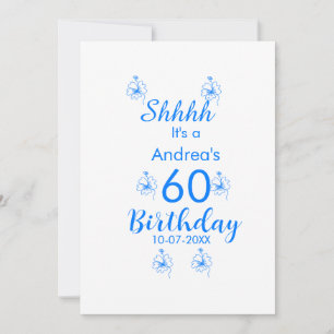Invitation Mauve blanche bleu shhh nom floral 60e anniversair