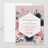Invitation Mauve Bloom Botanical Romance Wedding (Devant / Derrière)