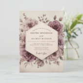 Invitation Mauve Bloom Romantic Vintage Wedding (Debout devant)