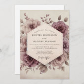 Invitation Mauve Bloom Romantic Vintage Wedding (Devant / Derrière)