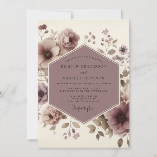 Invitation Mauve Bloom Woodland Wedding (Devant)