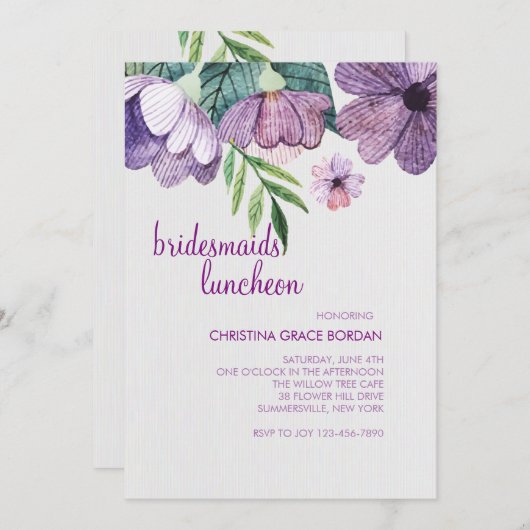 Invitation Mauve Buttercups (Devant / Derrière)