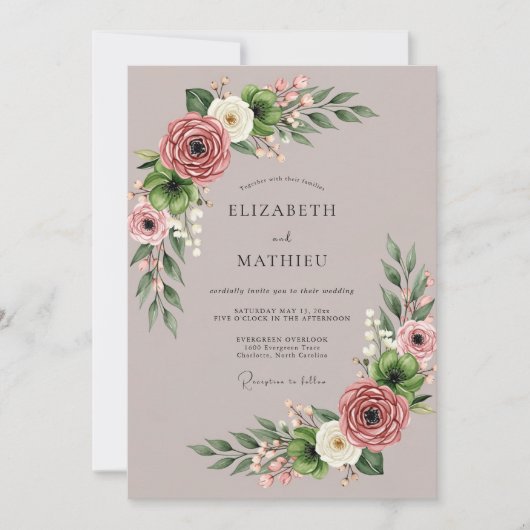 Invitation Mauve Captivating Succulent Wedding (Devant)