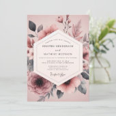 Invitation Mauve Charcoal Flora Wedding (Debout devant)