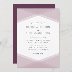 Invitation Mauve couche géométrique et Mariage violet foncé