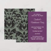 Invitation mauve damassé; bachelorette (Devant / Derrière)