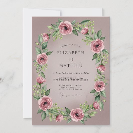 Invitation Mauve Delicate Romantic Wedding (Devant)