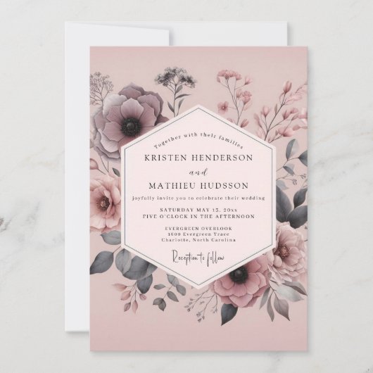 Invitation Mauve Duskbloom Wedding (Devant)
