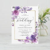 Invitation Mauve Dusty Purple Lilac Floral Mariage d'huile d' (Debout devant)