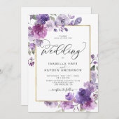 Invitation Mauve Dusty Purple Lilac Floral Mariage d'huile d' (Devant / Derrière)