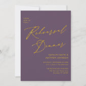 Invitation Mauve Elegant Gold Script Rehearer Diner Code QR (Devant)