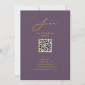 Invitation Mauve Elegant Gold Script Rehearer Diner Code QR (Dos)