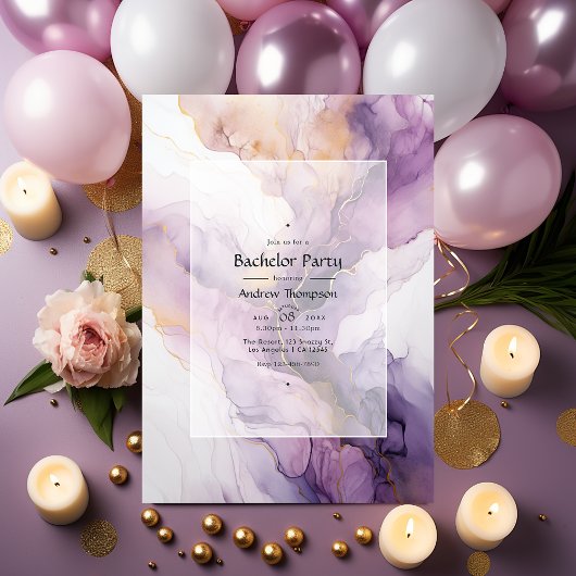 Invitation Mauve et Gold Ink Bachelor Party