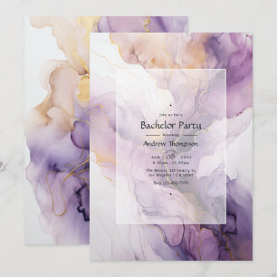 Invitation Mauve et Gold Ink Bachelor Party