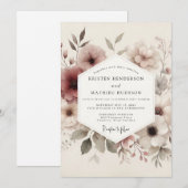 Invitation Mauve Ethereal Bloom Wedding (Devant / Derrière)