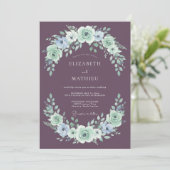 Invitation Mauve Exquisite Botanical Wedding (Debout devant)