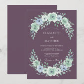 Invitation Mauve Exquisite Botanical Wedding (Devant / Derrière)