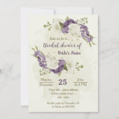 Invitation mauve fleurs blanches verdure douche nuptiale (Devant)