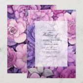 Invitation Mauve Floral Mariage (Devant / Derrière)