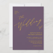 Invitation Mauve Gold QR Code Tout en un mariage élégant (Devant)