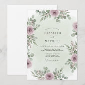 Invitation Mauve Graceful Forest Wedding (Devant / Derrière)