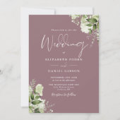 Invitation Mauve Greenery Floral Élégant Mariage photo (Devant)
